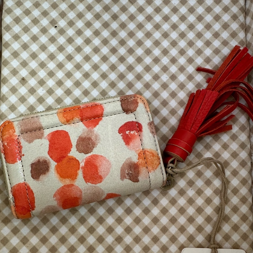 NEW Hobo Nila Zip Around Card Accordion Wallet Key Chain Watercolor Polka Dots - Picture 3 of 6